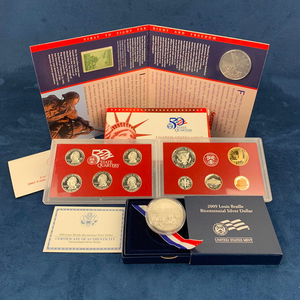 2003 Silver Proof Set & Mixed Silver Commemoratives w/COA's - Free Ship US