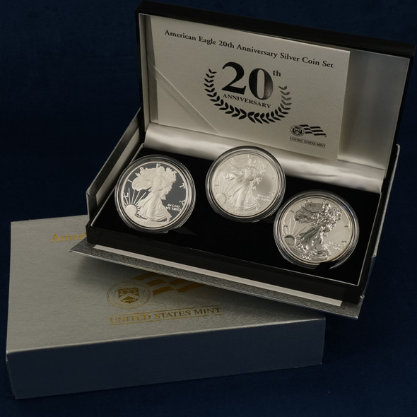 2006 20th Anniversary Silver Eagle 3 Coin Set w/ Box & COA - Free Ship US