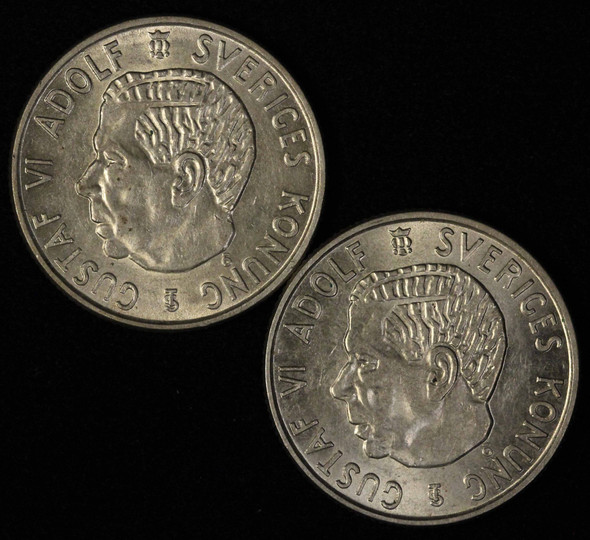 1954 & 1958 Sweden 2 Kronor Pair - Free Shipping USA