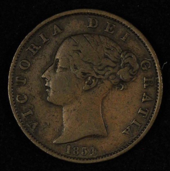 1854 Great Britain Victoria One Penny - Free Shipping USA