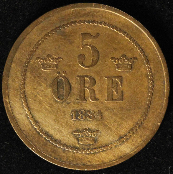 1884 Sweden 5 Ore - Free Shipping US