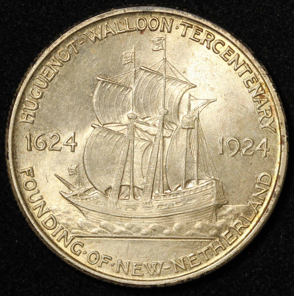 1925 50c Huguenot Walloon Tercentenary Commemorative Silver Half - Free Ship US