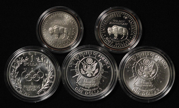 Lot of (5) US Mint Commemorative Clad Half & Silver Dollars - Free Shipping US