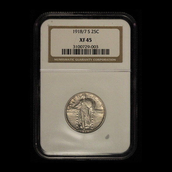 1918/7-S 25c Standing Liberty Silver Quarter Dollar NGC XF45 - Free Shipping USA
