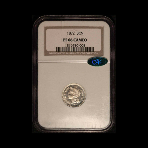 1872 Nickel Three-Cent Piece CAC & NGC PF66 Cameo - Free Shipping USA 1872 Nickel Three-Cent Piece CAC & NGC PF66 Cameo - Free Shipping USA