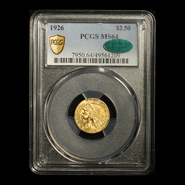 1926 $2.50 Gold Indian Quarter Eagle CAC and PCGS MS 64 - Free Shipping USA 1926 $2.50 Gold Indian Quarter Eagle CAC and PCGS MS 64 - Free Shipping USA