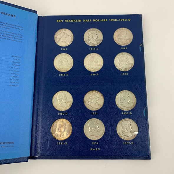 1948-1963 50c Franklin Half Dollars In Whitman Album - Free Ship US 1948-1963 50c Franklin Half Dollars In Whitman Album - Free Ship US