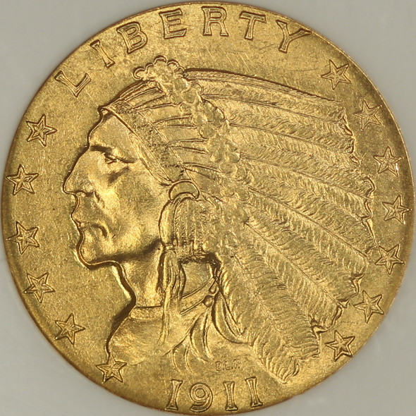 1911-D $2.50 Gold Indian Quarter Eagle - Key Date - NGC MS 63 - Free Ship USA 1911-D $2.50 Gold Indian Quarter Eagle - Key Date - NGC MS 63 - Free Ship USA