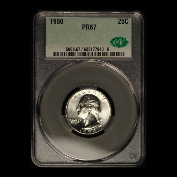 1950 25c Washington Quarter CAC PR67 - Free Shipping USA 1950 25c Washington Quarter CAC PR67 - Free Shipping USA
