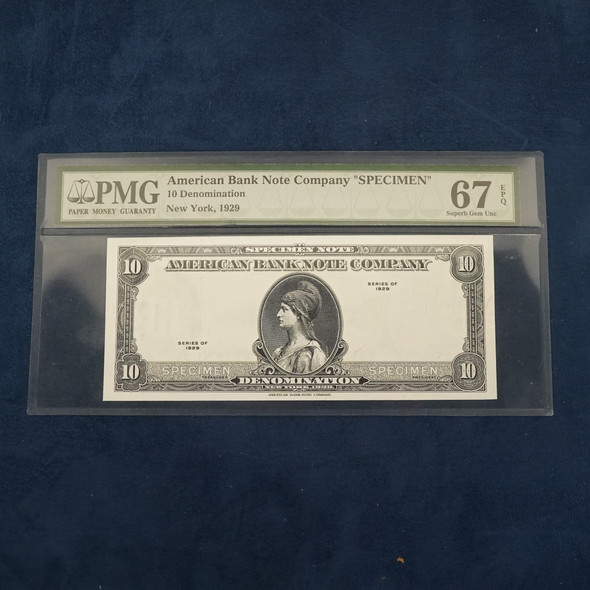 1929 $10 American Bank Note Company "Specimen" PMG 67 EPQ - Free Shipping USA 1929 $10 American Bank Note Company "Specimen" PMG 67 EPQ - Free Shipping USA
