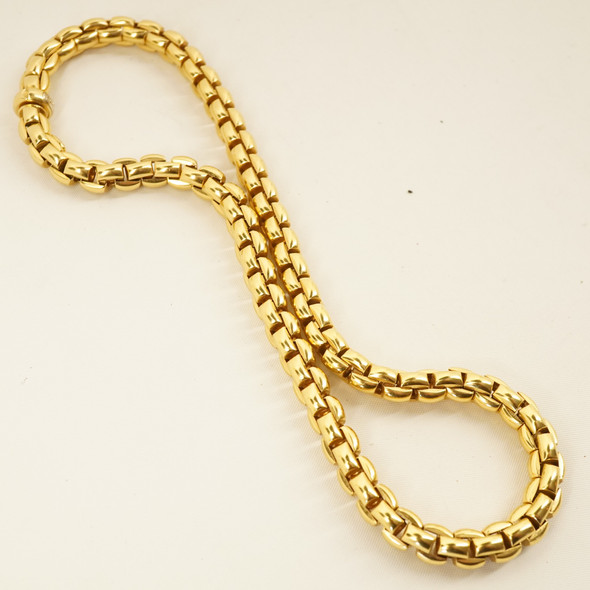 Fope 18k Yellow Gold 18" 8mm Squared Rolo Chain Necklace, 65.9g - Free Ship USA