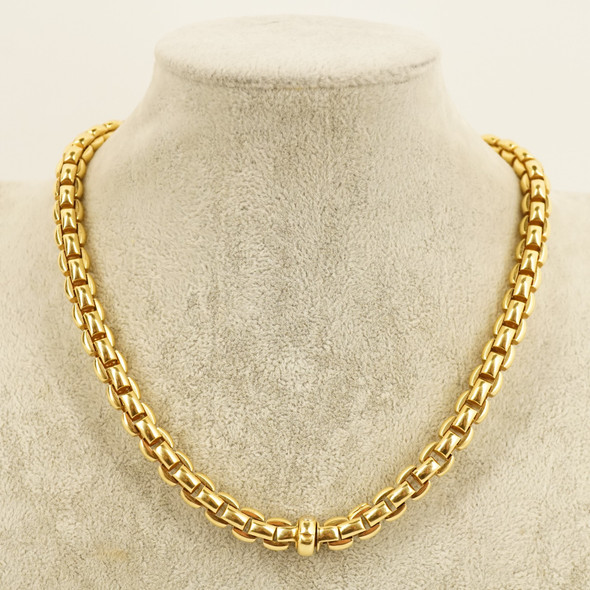 Fope 18k Yellow Gold 18" 8mm Squared Rolo Chain Necklace, 65.9g - Free Ship USA