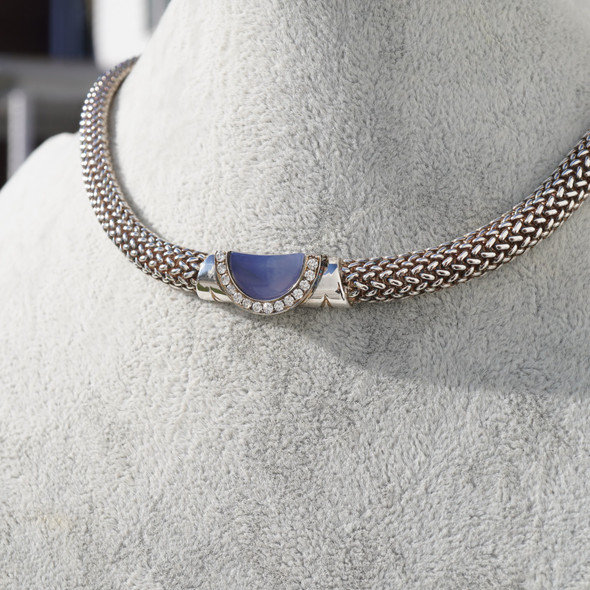 Movado 18k & Sterling Chalcedony Diamond Mesh Necklace and Bracelet