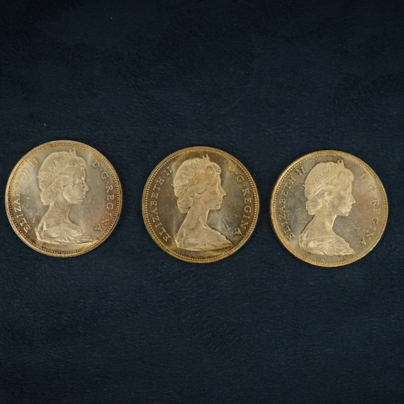 1965 Canada Silver Dollar Gem Trio- Free Shipping USA