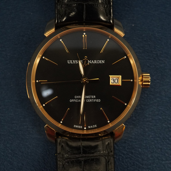 Ulysse Nardin Classico Black Dial 18k Rose Gold Men's Watch 8156-111