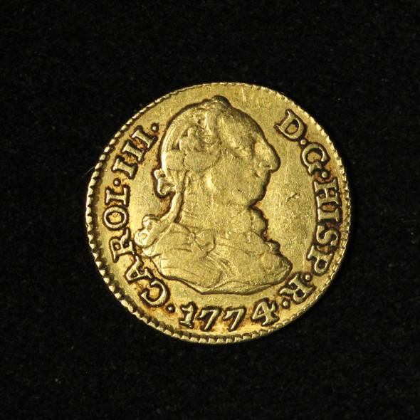 1774 PJ Spain Gold 1/2 Escudo, Charles III - Free Shipping USA
