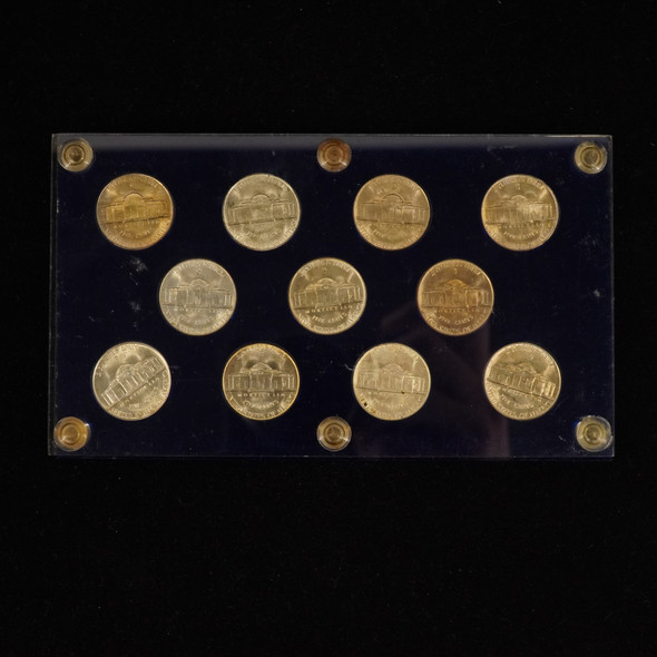 1942- 1945 5c Jefferson Silver War Nickels 11 Coins in Capital Plastic (Blue)