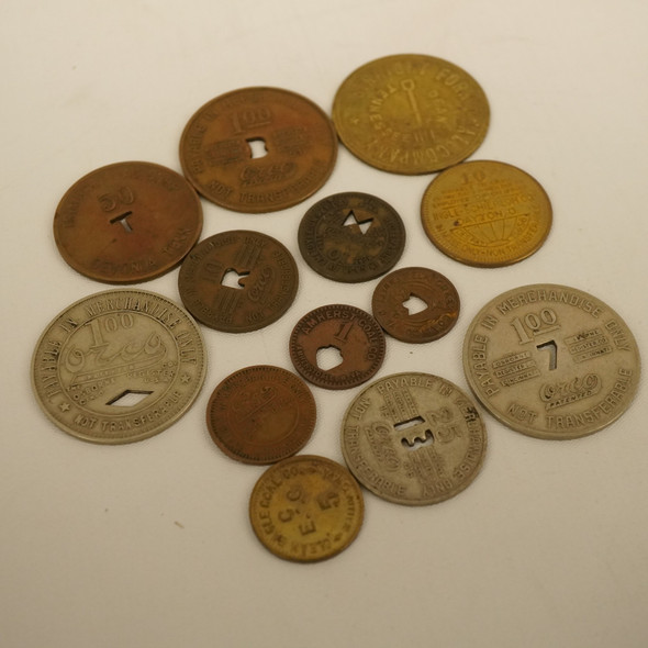Assorted Lot of 13 Coal Company Tokens- Free Shipping USA