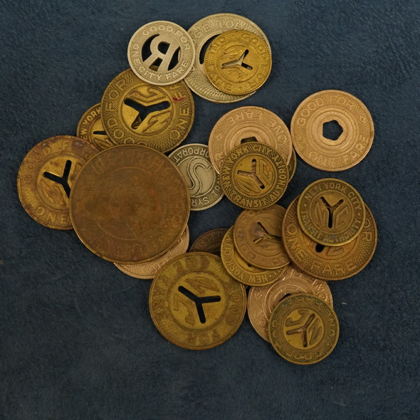Lot of 21 Assorted New York Transit/Transportation Tokens - Free Shipping USA