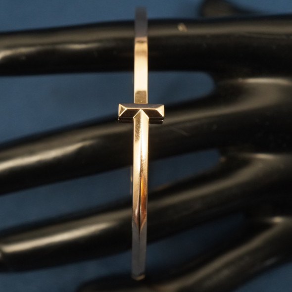 Tiffany & Co. 18k Rose Gold T1 Narrow Hinged Bangle, 7" - Free Ship USA