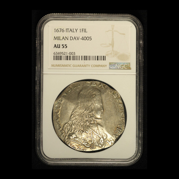 1676 Italy 1 Filippo Milan DAV-4005 NGC AU55- Free Shipping USA