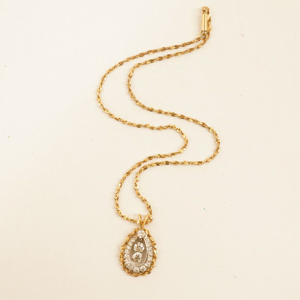 ~1.8 cttw Diamond Pavé Drop Pendant Necklace in Two Tone 14k Gold - Free Ship US