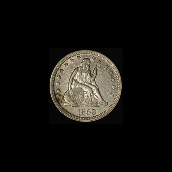 1858-P 25C Seated Liberty Quarter - Free Shipping USA