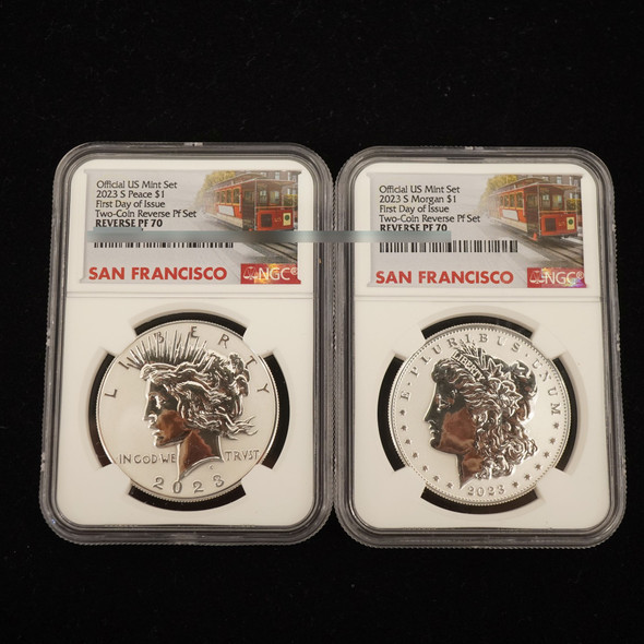 2023-S US Mint Morgan and Peace Dollar Set Reverse PF70 NGC - Free Shipping USA