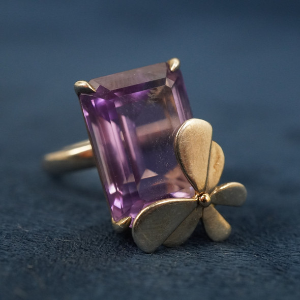 Tiffany & Co. Sterling Silver, 18k Gold & Amethyst Butterfly Lovebug Ring Size 7