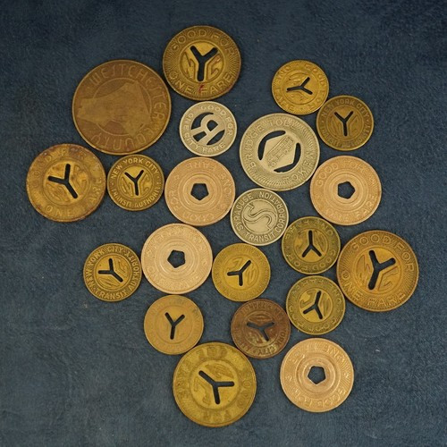 Lot of 21 Assorted New York Transit/Transportation Tokens - Free Shipping USA