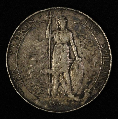 1905 Great Britain One Florin Two Shillings Silver Coin - Free Shipping USA