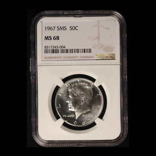 1967 SMS 50c Kennedy Half Dollar NGC MS68- Free Shipping USA