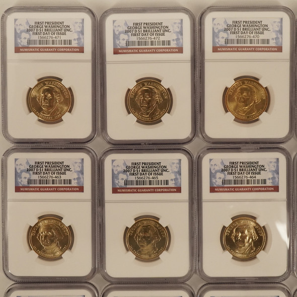 2007-P $1 George Washington First Day of Issue-NGC BU - Free Shipping USA