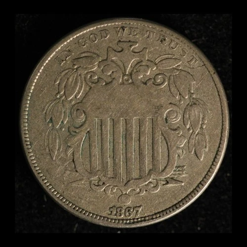 1867 Shield Nickel Without Rays Double Punched? - Free Shipping USA
