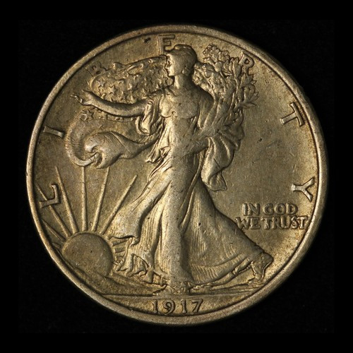 1917 50c Walking Liberty Silver Half Dollar - Free Shipping USA
