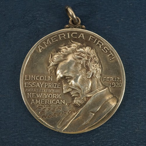 1920 Lincoln Essay Prize by Dieges and Clust in Sterling Silver- Free Ship USA