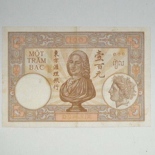 Banque de L'Indochine/French Indochina 100 Piastres Banknote - Free Ship USA
