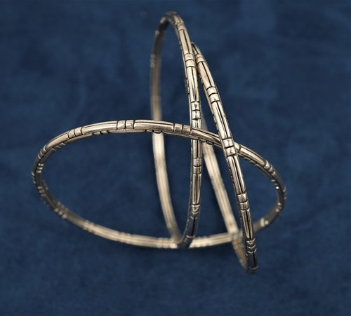 John Hardy Sterling Silver Bangle Bracelets Set of 3 - Free Ship USA