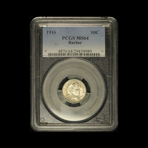 1916 10c Barber Silver Dime PCGS MS64 - Free Shipping USA