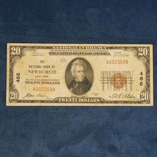 1929 Series $20 National Currency Note (Fr. 1802-1), Newburgh, NY