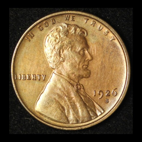 1926-S 1c Lincoln Penny UNC with Color- Free Shipping USA