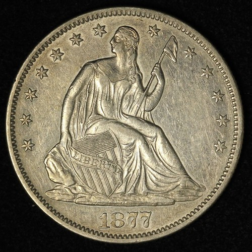1877-S 50c Seated Liberty Silver Half Dollar - Free Shipping USA