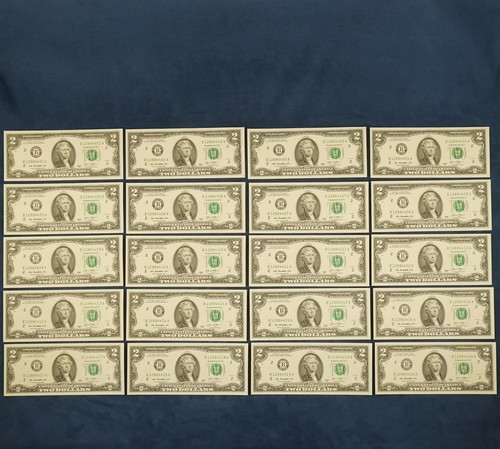 100 Sequential 2013 $2 Federal Reserve Notes B12884401-500A - Free Shipping USA