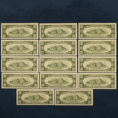 1977-A Lot of 14 Sequential $10 Federal Reserve Notes (Fr 2024-B) - Free Ship US