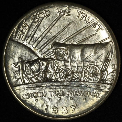 1937-D 50c Oregon Trail Commemorative Half Dollar - Free Shipping USA