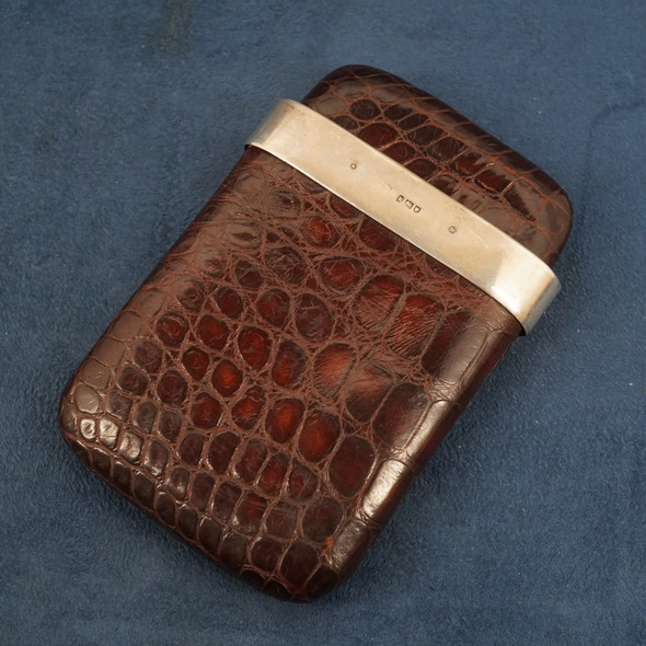 Mappin & Webb Sterling Mounted Crocodile Skin Cheroot Holder, London ca. 1905