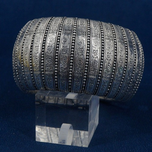 Konstantino Wide Sterling Silver Bangle w/18k Gold Safety Catch - Free Ship USA