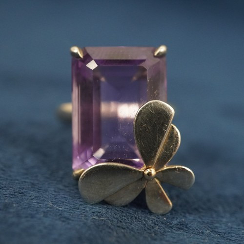 Tiffany & Co. Sterling Silver, 18k Gold & Amethyst Butterfly Lovebug Ring Size 7