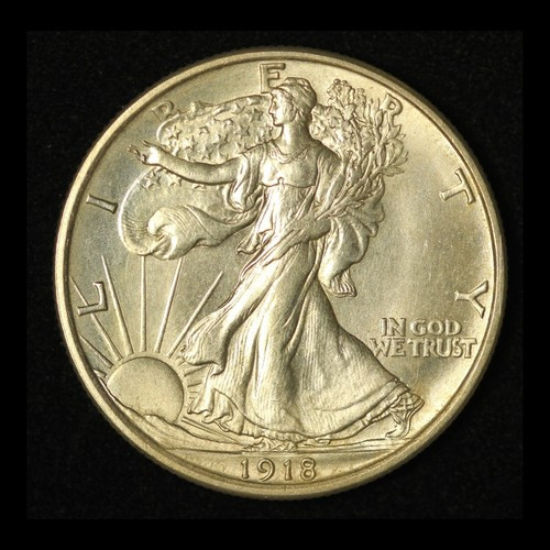1918 50c Walking Liberty Silver Half Dollar Lightly Cleaned Great Luster