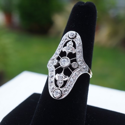 Antique Edwardian 14k Solid Yellow Gold Diamond Ring, 1900s - Free Shipping USA